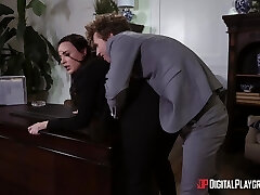 Office fucking on the table with black-haired secretary Dana Dearmond