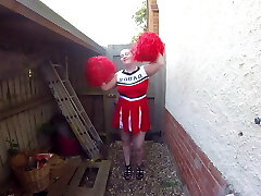 Tart Mom Cheerleader in the yard