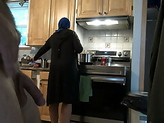 RISKY!!! Flashing Huge Dick For Muslim Stepmom