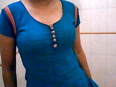 Horny Girl Priya getting Nude in Hotel Bathroom, while lurking her Big Boobs. Grabbed and squeezed her Thick Titties ! Slowmo ! E15