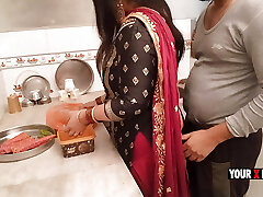 Punjabi Step-mom fucking in the kitchen when she make dinner for sonny