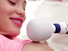 Sexy Ash-blonde Teen Juggles Her Perfect Body on a Ball with Her Big Dick Trainer