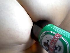 A full bottle of beer in my ass - extreme pain