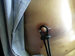 estim tit nip and cock precum POV electrostim