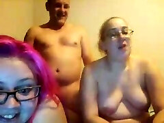 ugly chubby daughters double-blowjob not their fat daddy