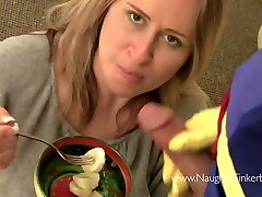 Prego blonde Milf drilled in ass by Bananaman and big banana