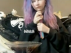 Emo Girl Deep Throats Hard For A Sweet Reward