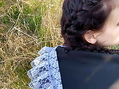 Schoolgirl fucks in bushes after college