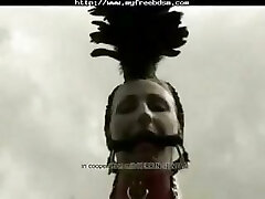 Domme takes her leashed marionette for a walk and they get banged