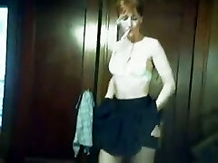 This nefarious MILF in sexy skirt enjoys to smoke and she masturbates a lot