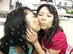 Subtitled extreme Asian natto sploshing lesbians