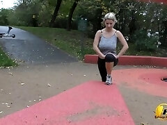 Leap and Running in Public Park by Katerina-Hartlova