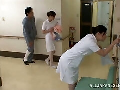 Japanese nurse seduces horny guy and sucks his dick