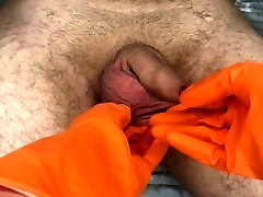 ОБСЛЕДОВАНИЯ В ОРАНЖЕВЫХ ПЕРЧАТКАХ ПЕНИСА. КОНЧИЛ ОТ ВОЗБУЖДЕНИЯ 4К