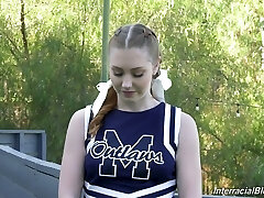 Ardent and lovely sporty cheerleader Arietta Adams in kinky interview gonzo flick