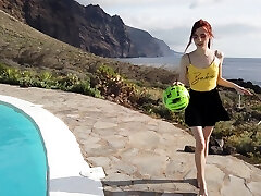 Masturbation video made by the pool with redhead bombshell Sherice
