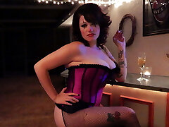 Stunning clown Layla relaxing with cigar after work