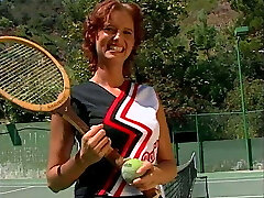 Sexy slut on a tennis court likes to have her asshole filled up with big man-meat