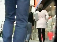 Bare pussy exposed in this upskirt voyeur cam flick