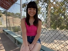 Teen with tiny hooters and nice rump Mochi Mona shows off creampied pussy