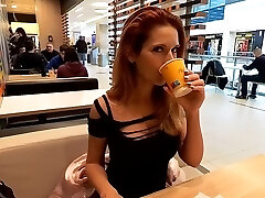Public Cum Gulping In A Mall, Then Wait 20 Min In A Line With Man Milk In Mouth To Order A Coffe Tastey