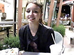 Pretty nymph in a wicked slutty dress flashing in public
