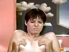 Girl with short hair gets her wooly poon licked and drilled by a guy with big dick