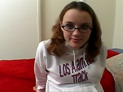 Hard working nubile gets glasses jizzed