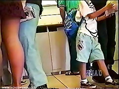 Subway underwear wearing short skirts