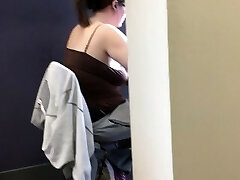 20yr elder braless chubby in the library