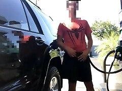 Exibitionist boy shows his cock white fueling