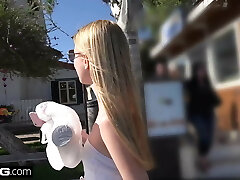 Kennedy Kressler bends over for yam-sized cock & thumb in her ass