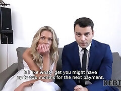 DEBT4k. Curly blonde is enjoying sex while cheating groom is seeing