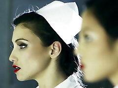 Kinky nurses in medical center fuck a patient with strap-on