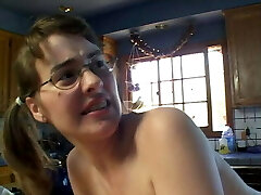 Warm young brunette takes a fountain on her glasses after getting fucked Warm young brunette takes a fountain on her glasses after getting fucked