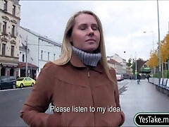 Sexy unexperienced blondie Czech girl Zuzana pussy banged for cash
