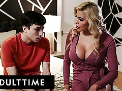 Adult Time - Super-hot Blond Step-Cougar Caitlin Bell Cheers Up Her Stepson By Taking His Virginity!