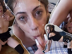 sexe brutal avec une petite candie maigre en latex: candie cross s'est fait défoncer le visage