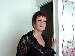Granny in Fishnets Strips and Fingers