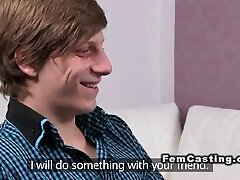 Female agent toy in front of amateur fellow and assistant Female agent toy in front of amateur fellow and assistant