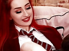 Skinny British Red-haired Gets Fucked And Swallows Cum In Her Uniform