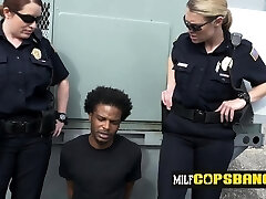 Milf cops get a rimjob as freak proceeds to drill them