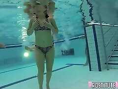 Teens Give Handjob and Blowjob in the Pool