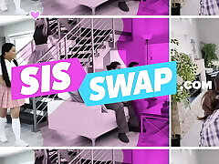 Sista Swap - Marvelous Teen Girlfriends Swap Their Nerdy Looking Stepbros And Swallow Their Cum