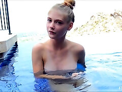 Blonde model Hannah takes a naked swim and posses later Blonde model Hannah takes a naked swim and posses later