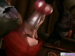 Redhead Triss fucked in three way