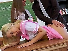 Naughty s Amirah Adara and Nesty smacked and boinked by professor