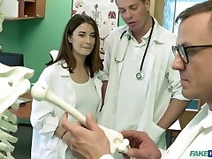 Sizzling nurse Camilla Moon gets pulverized by a hard dick on the hospital's bed
