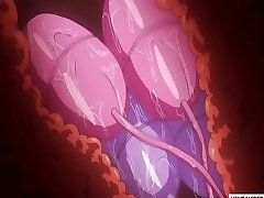 Hentai babe gets gangbanged rough