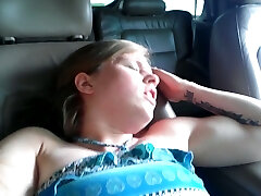 Masturbating my fur covered snatch in the car